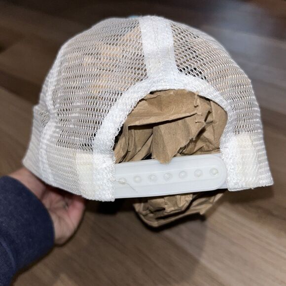 Vtg 70s-80s Light Blue & White Snapback Mesh Trucker Hat Myrtle Beach - Picture 4 of 6